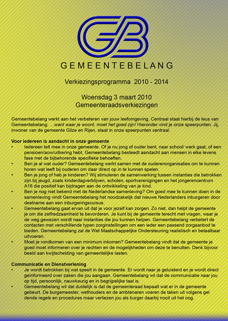 Verkiezingsprogramma 2010-2014 pagina 1