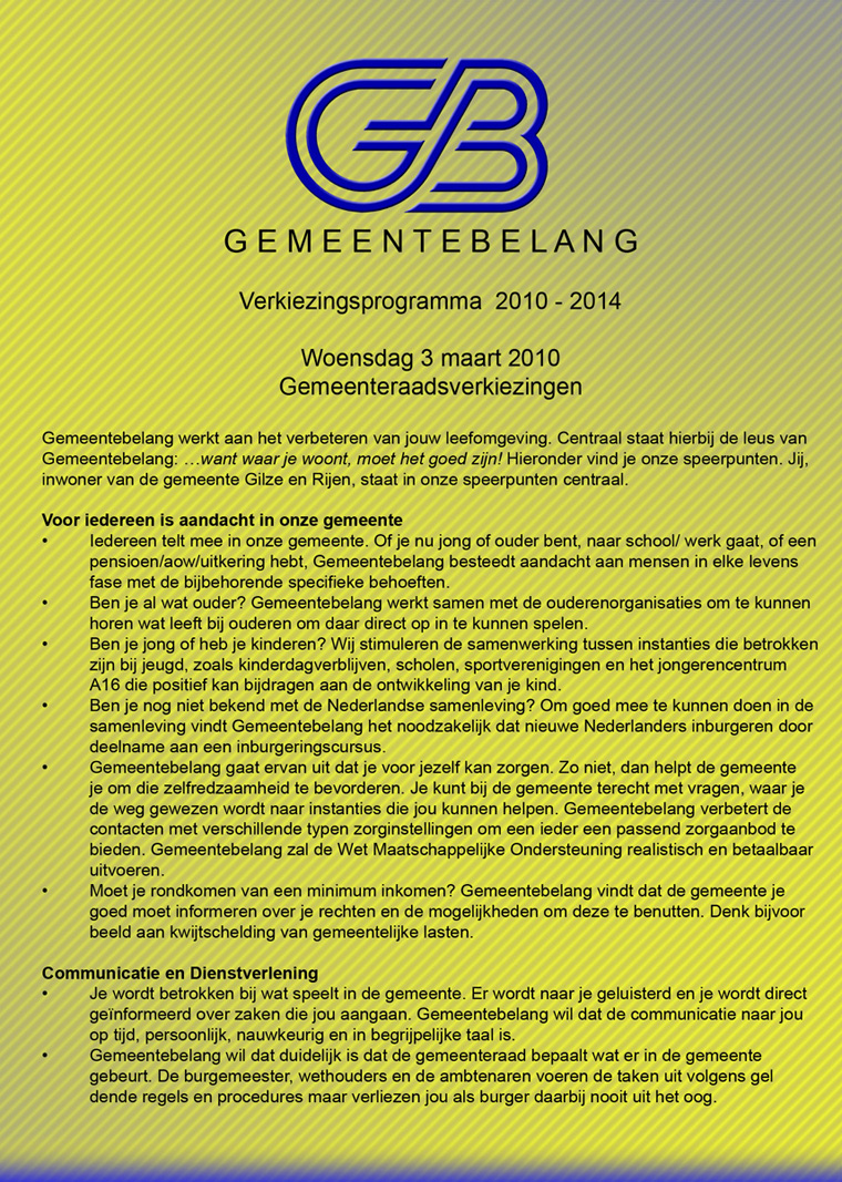 Verkiezingsprogramma 2010-2014 pagina 1